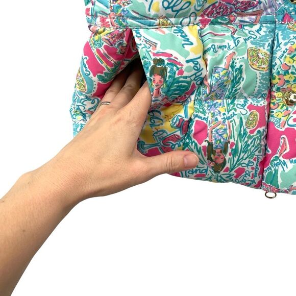 Lilly Pulitzer Lauren down Puffer Vest In the Beginning print Size XS - Picture 6 of 10